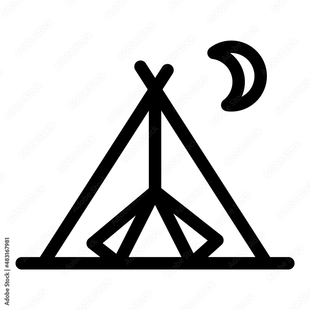 Camping Night Flat Icon Isolated On White Background Camping Night Flat Icon Isolated On White Background