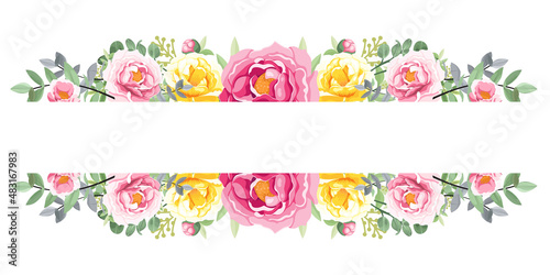 wreath of pink flowers on white background