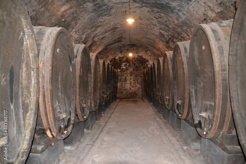 wine barrels in Firenze, Italy, in a light brown environment