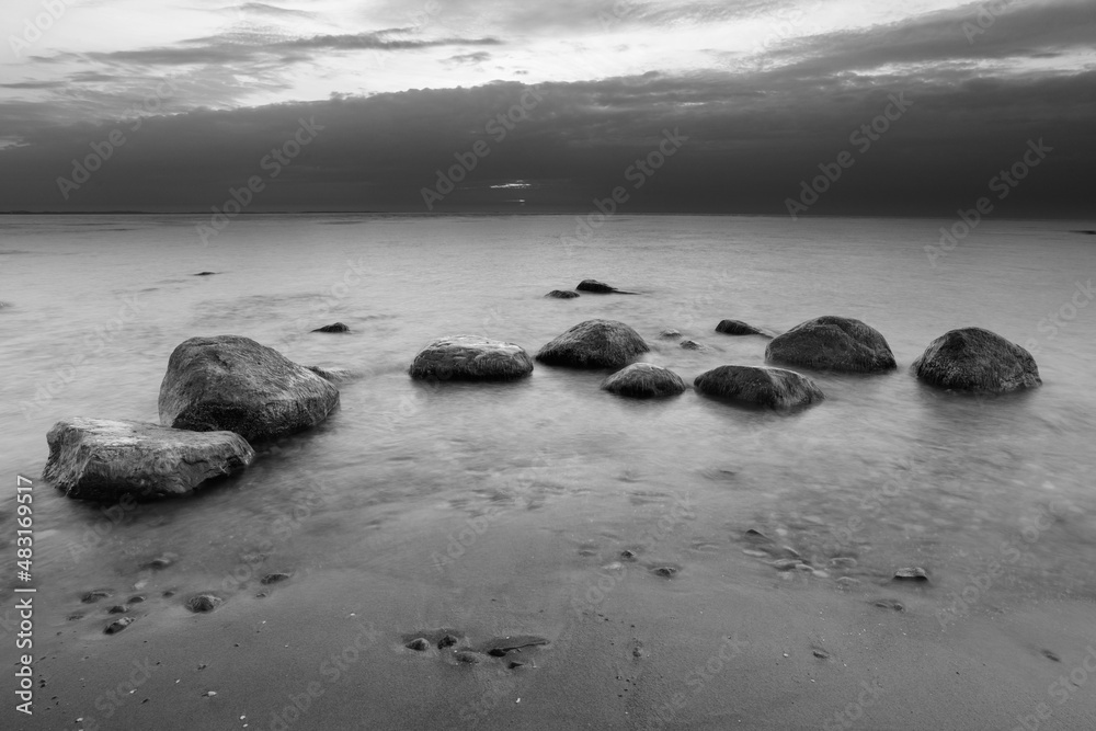 Natural landscape from the sea on a cloudy windy day.