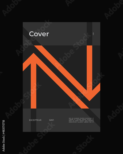 Abstract Poster Design. Vertical A4 format. Bauhaus brochure. Modernism aesthetics. Minimal illustration brutalism inspired.