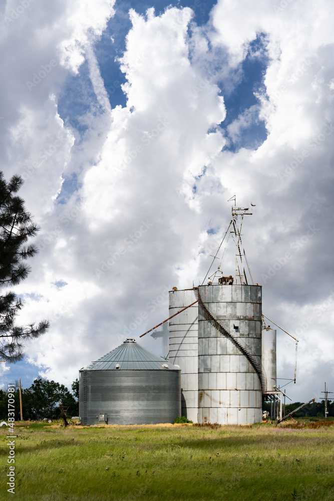 A grain storage facility along highway 138 just east of Sterling, Colorado A grain storage facility along highway 138 just east of Sterling, Colorado