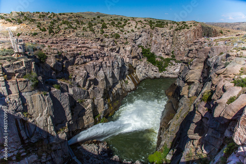 Canvas Print Outlet from Pathfinder dam near Alcova, Wyoming.