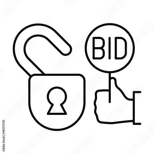 open auction. Line icon for web design