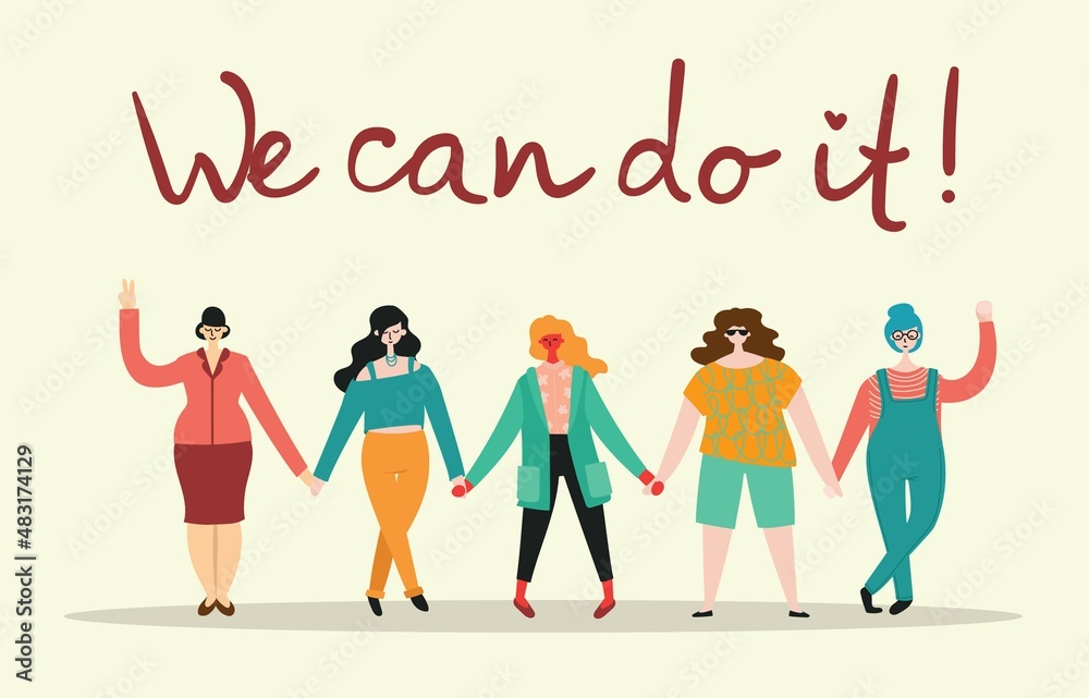 Fototapeta premium We can do it. Feminine concept and woman empowerment design for banners