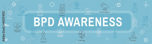 BPD - Borderline Personality Disorder icon set with web header banner