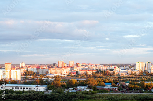 View of Lesobaz microdistrict in Tyumen, Russia