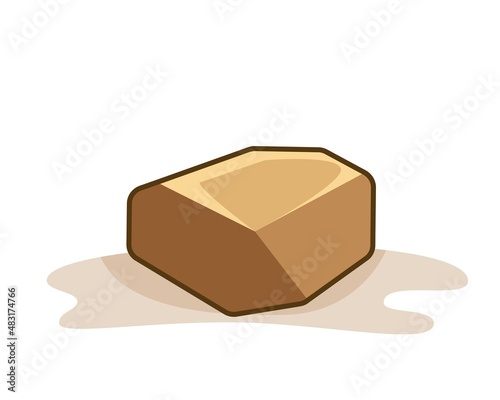 Rock stone  Brownstones. Set of different boulders. Cartoon heap of heavy cobbles. Solid natural building material or mountain landscape element. Pile from large and small rough boulders. Vector