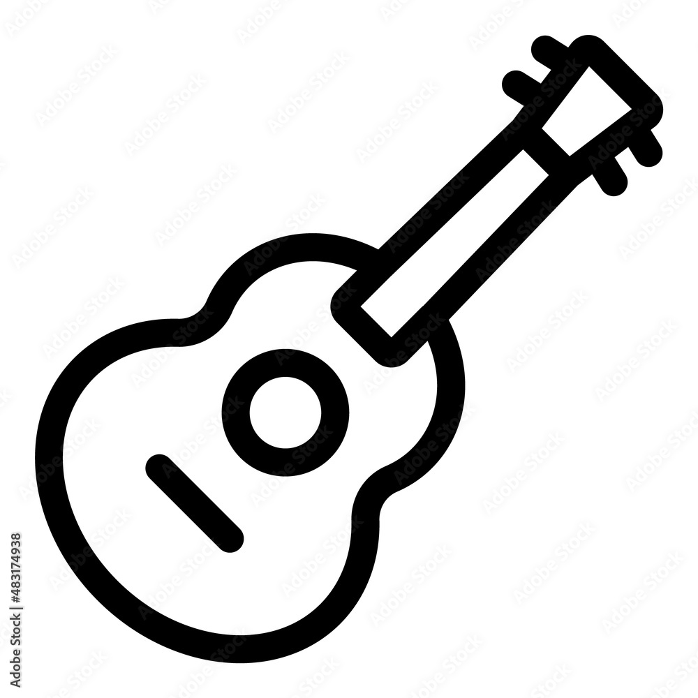 Acoustic Guitar Flat Icon Isolated On White Background Acoustic Guitar Flat Icon Isolated On White Background