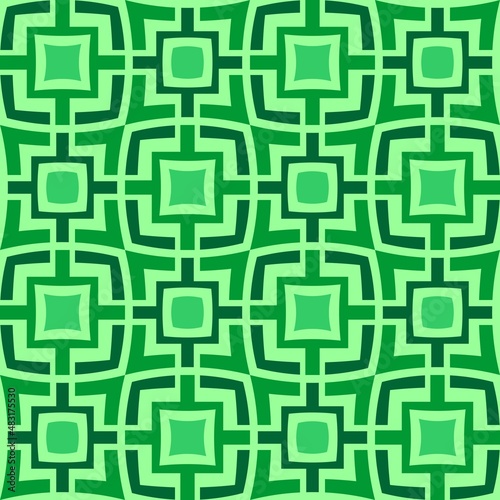 Original pattern of concave and convex squares in green tones. Vector design.
