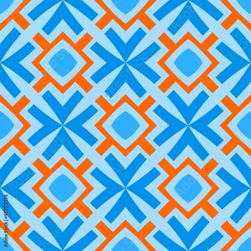 фотографія Beautiful ornament with cruciform pattern in blue and orange tones