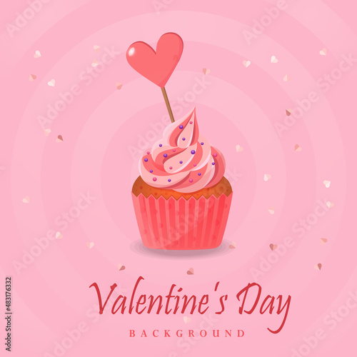 valentines love card with cupcake