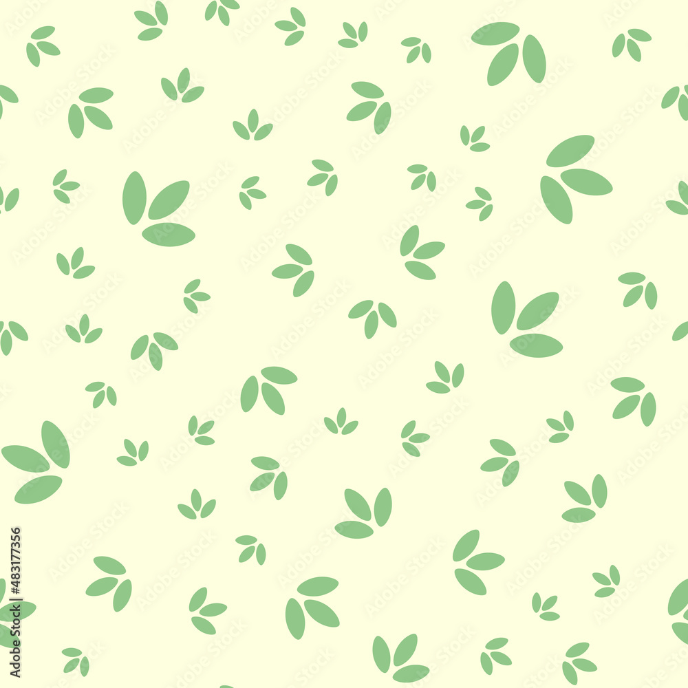 Seamless pattern with leaves. Abstract geometric pastel pattern with green leafs. Random, chaotic beige background with green plants. Seamless pattern with leaves. Abstract geometric pastel pattern with green leafs. Random, chaotic beige background with green plants.