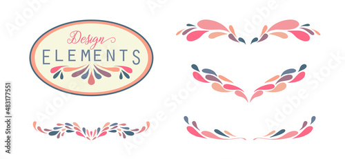 colorful vector design element, product packaging decoration for brand or logo illustration, fancy label or border pattern in paisley shapes, wedding invitation art