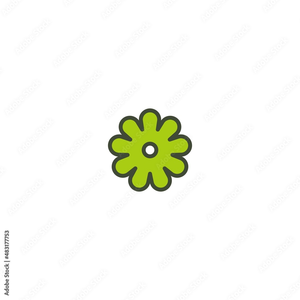 daisy. Green flat icon of camomile flower. Isolated on white. Vector illustration. daisy. Green flat icon of camomile flower. Isolated on white. Vector illustration.