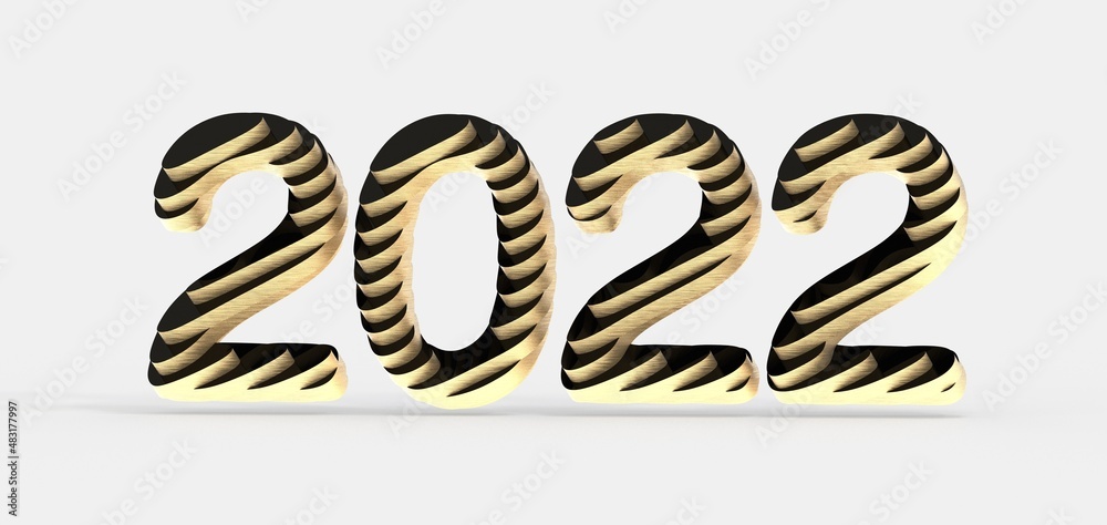 Obraz premium Happy New Year 2022. 3D illustration numbers isolated