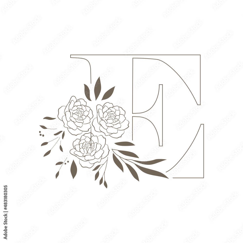 Fototapeta premium floral letter e