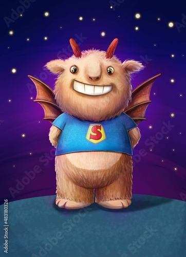 A cute cartoon baby monster