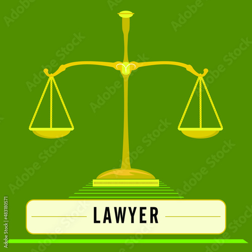 RechtsAnwalt, Lawyer, Symbolskala flach, Gleichgewicht Symbol-Urteil, Gesetz, Vektorgrafik