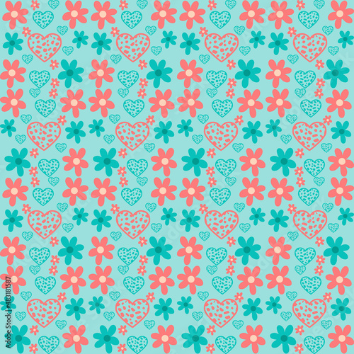 Plaid pattern seamless ornate. Set valentines day vector background. Fabric texture collection.Vector Valentine's Day Hearts Horizontal Seamless Pattern