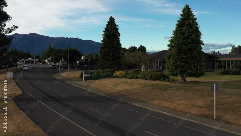 Te Anau, South Island. New Zealand, a small little place, an iconic tourism destination. Aerial, drone footage Te Anau, South Island. New Zealand, a small little place, an iconic tourism destination. Aerial, drone footage