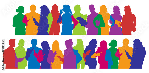 Office workers, employees of institutions, managers. Silhouettes of people, vector image.