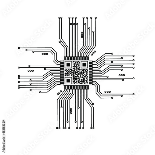 microcircuit. QR code. microprocessor. electronic circuit. vector microcircuit. printed circuit board.