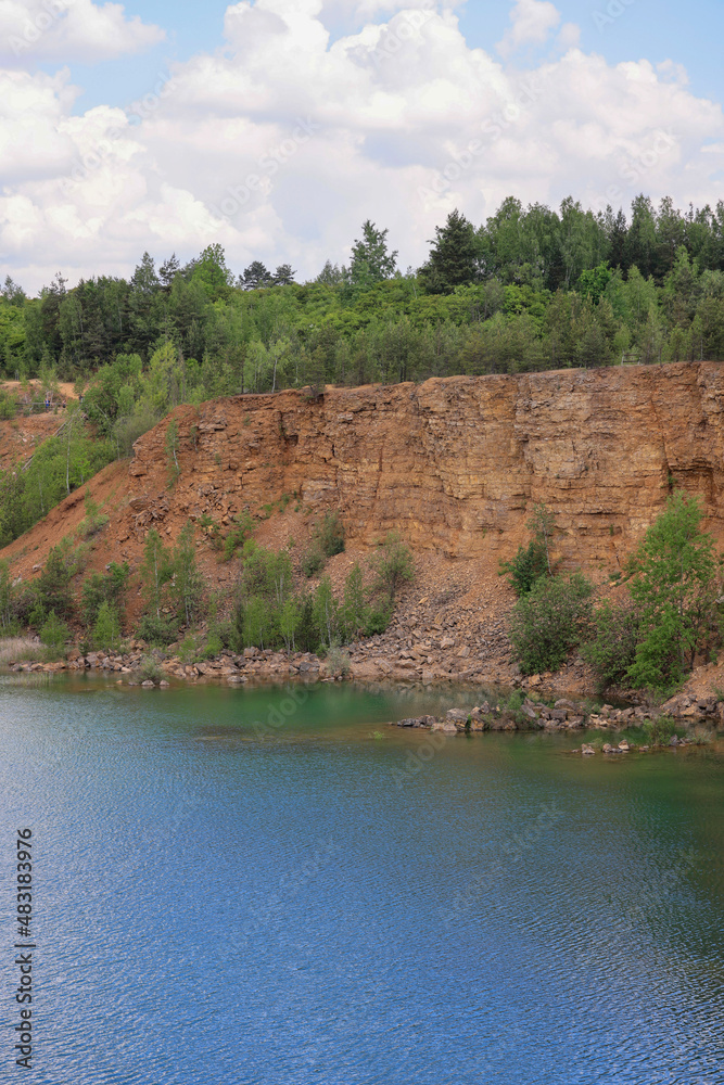 The surroundings of the excavation of a closed dolomite mine, a picturesque quarry, Jaworzno, Szczakowa, Poland