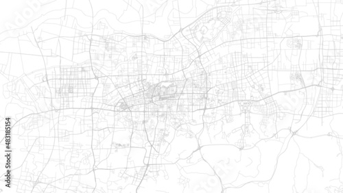 Jinan map city poster province, white and grey horizontal background vector map. Municipality area road map. Widescreen skyline panorama.