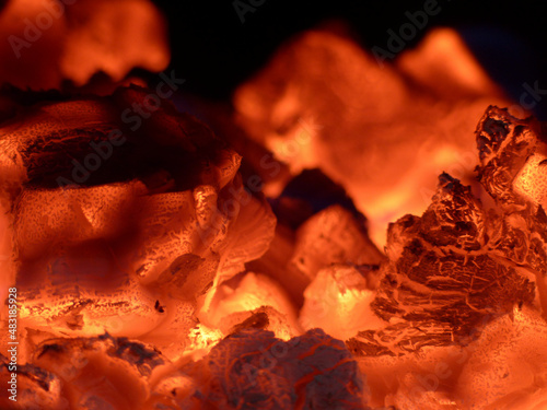 close up of burning wood