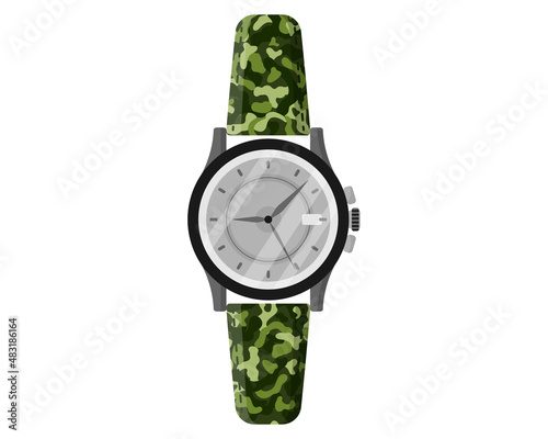 Green olive khaki camouflage military field style watch.