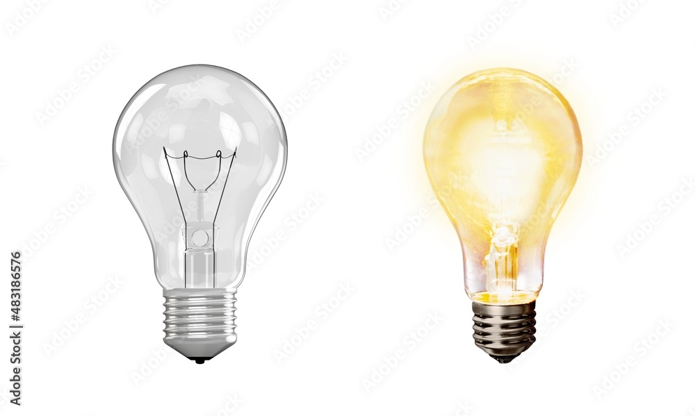 Classic light bulb. Turn on and turn off of light bulb, innovation, save energy Classic light bulb. Turn on and turn off of light bulb, innovation, save energy