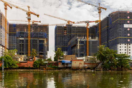 Construction site with cranes in Ho-Chi-Minh-City