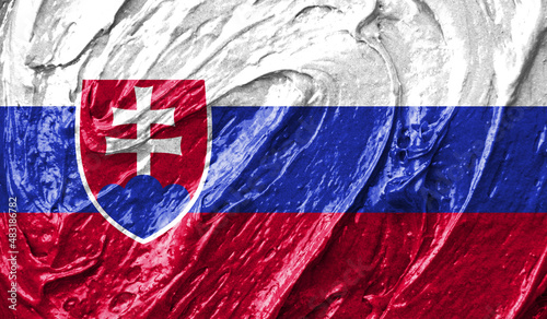 Canvas Print Slovakia flag on watercolor texture. 3D image