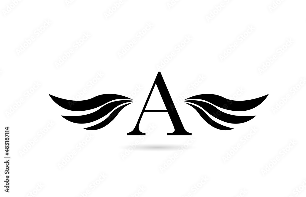 A alphabet letter logo icon design with wings. Creative template for business and company in white and black A alphabet letter logo icon design with wings. Creative template for business and company in white and black