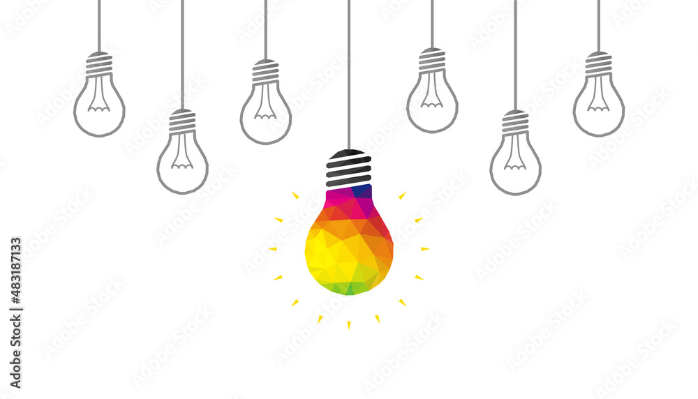 Creative idea with light bulbs isolated on white background. Concept of different, unique, innovation, business, creative, idea. VECTOR EPS10. Creative idea with light bulbs isolated on white background. Concept of different, unique, innovation, business, creative, idea. VECTOR EPS10.