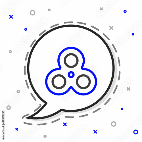 Line Fidget spinner icon isolated on white background. Stress relieving toy. Trendy hand spinner. Colorful outline concept. Vector