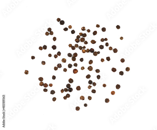 Heap of black peppercorns isolated