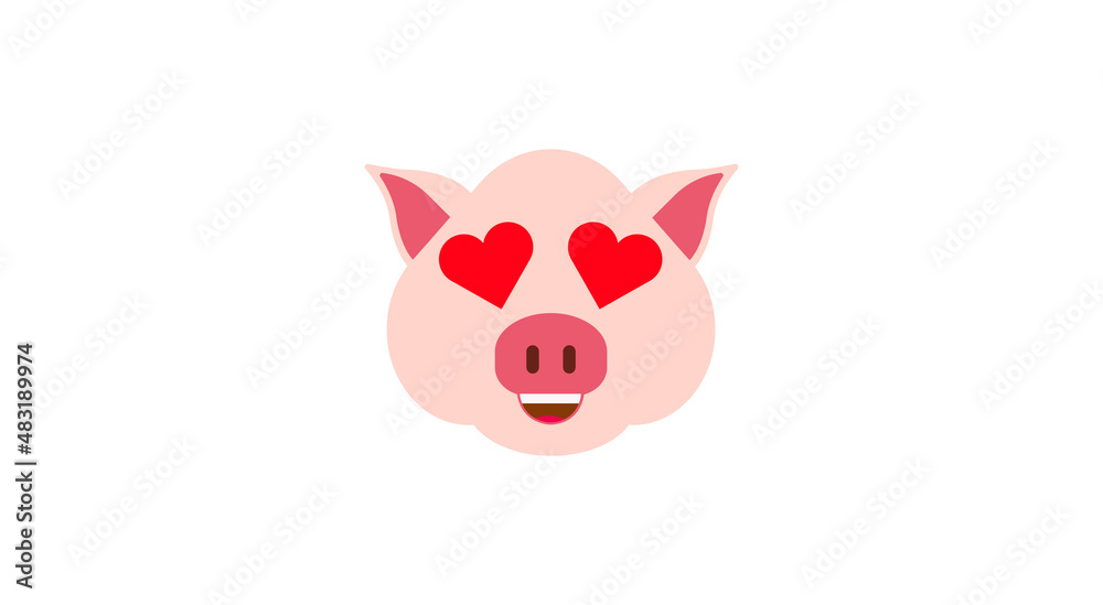 Smiling Piggy Face With Heart Eyes Emoji flat icon, vector sign, colorful pictogram isolated on white. Pink pig head emoticon, new year symbol, logo illustration. Flat style design Smiling Piggy Face With Heart Eyes Emoji flat icon, vector sign, colorful pictogram isolated on white. Pink pig head emoticon, new year symbol, logo illustration. Flat style design
