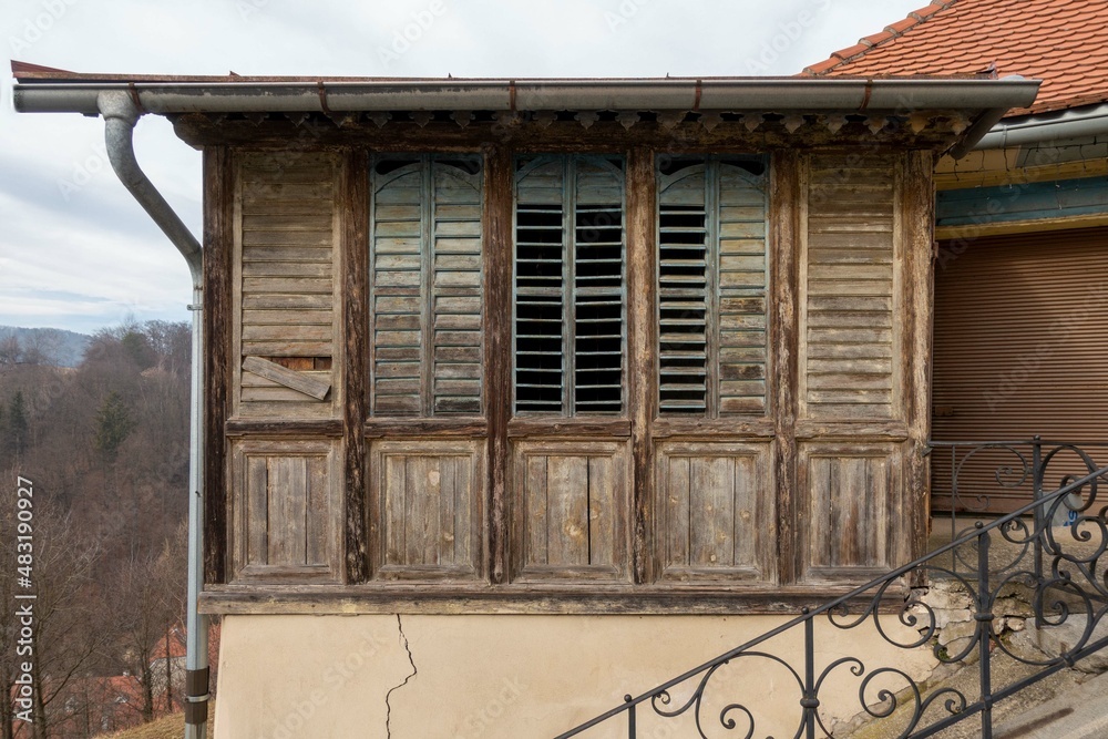 HISTORISCHE FENSTERLÄDEN . HISTORIC WINDOW SHUTTERS Stock Photo Adobe