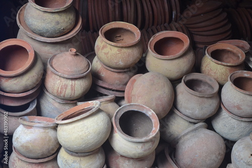 pots made of clay at the craft market