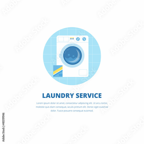 Vector illustration with laundry service banner template.