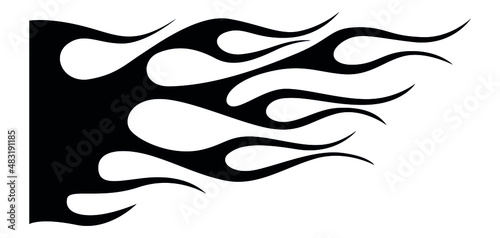 Tribal hot rod car silhouette fire flame vector tattoo art graphic