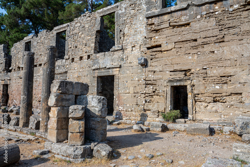 Ruins of Seleukeia (Pamphylia, Lyrbe) Ancient Greek city on the Mediterranean coast of Pamphylia. Side, Antalya, Turkey. photo