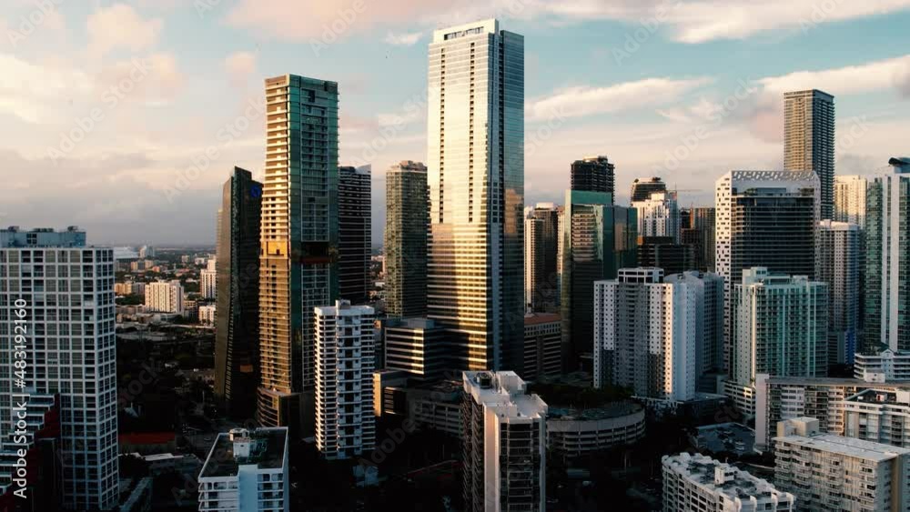 Dramatic View of Downtown Miami at Sunset