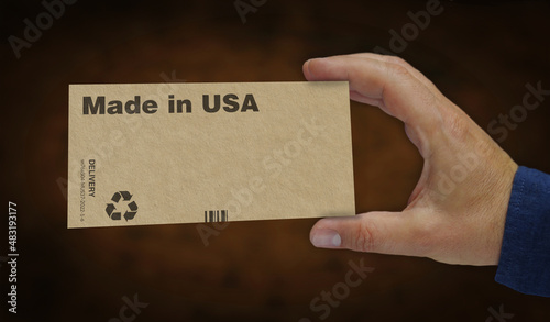 Made in USA box pack 3d illustration