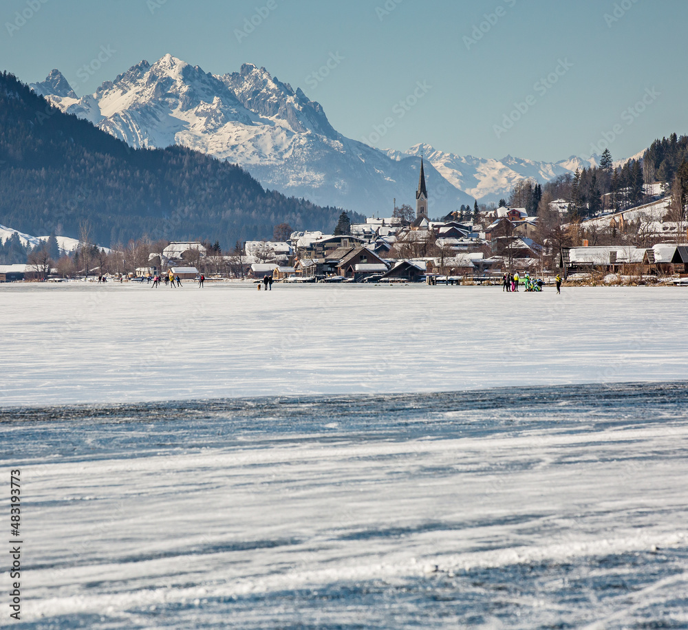 frozen lake at the White lake (in German Weissensee)