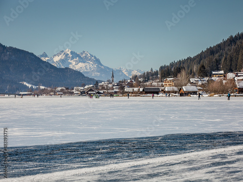 frozen lake at the White lake (in German Weissensee)