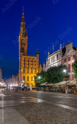 Gdansk, Poland, medieval town hall in the historical city center