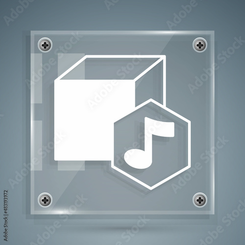 White NFT Digital crypto art icon isolated on grey background. Non fungible token. Square glass panels. Vector